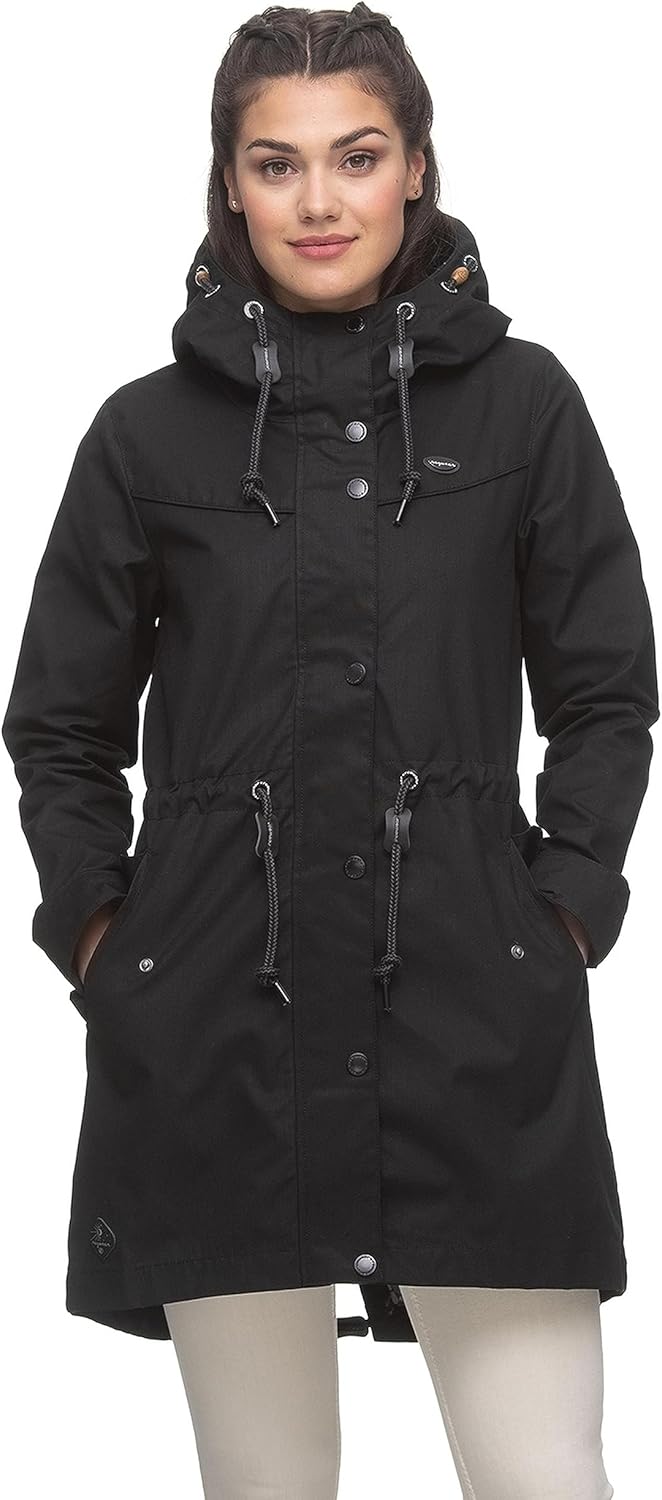 Ragwear CANNY Damen Frauen Parka,Mantel,Übergangsmantel mit Kapuze,Herbstmantel,wasserabweisend XS B