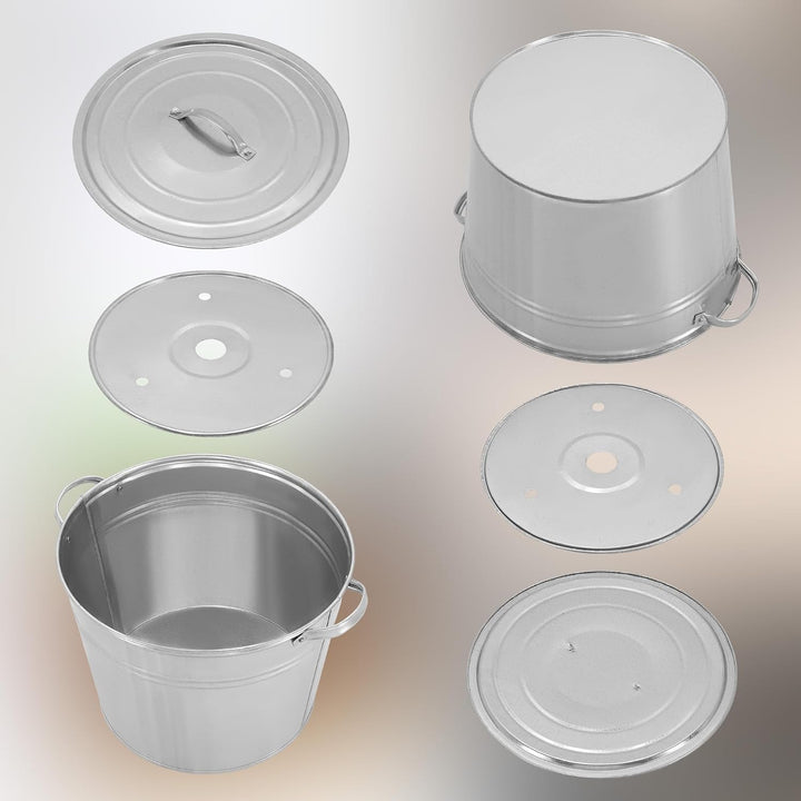 KOTARBAU® Einkochtopf gross mit Deckel &amp; Zwischenboden 25l Stahl verzinkt Zinkeimer grosser Kochtopf