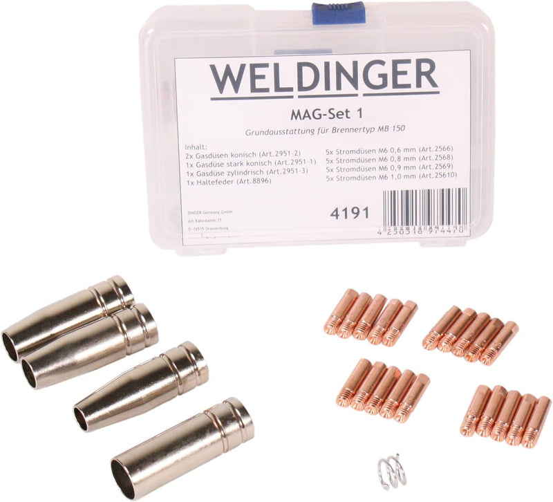 WELDINGER - Zubehörset MAGSet 1 für MAG Schweissgarnitur Typ MB150 Grundausstattung 0,6-1mm