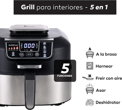 MasterPro Smokeless Grill | Elektrogrill mit 1760W Leistung und Ölspray Set | 5 Funktionen | Heisslu