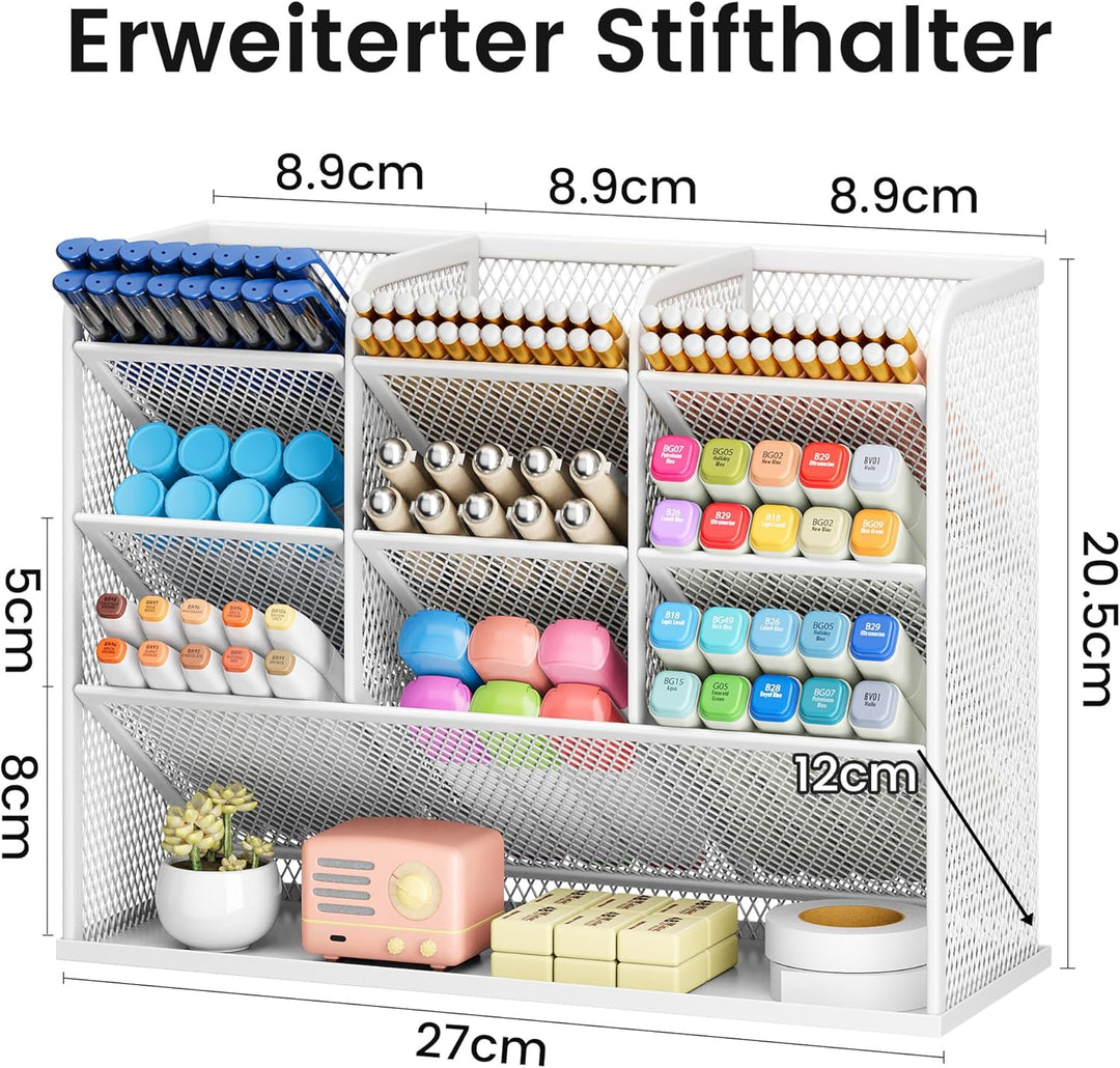 VITVITI Schreibtisch Organizer, 9 Fächer Stiftehalter, Netz Stifte Regal aus Metall, Stiftehalter Sc