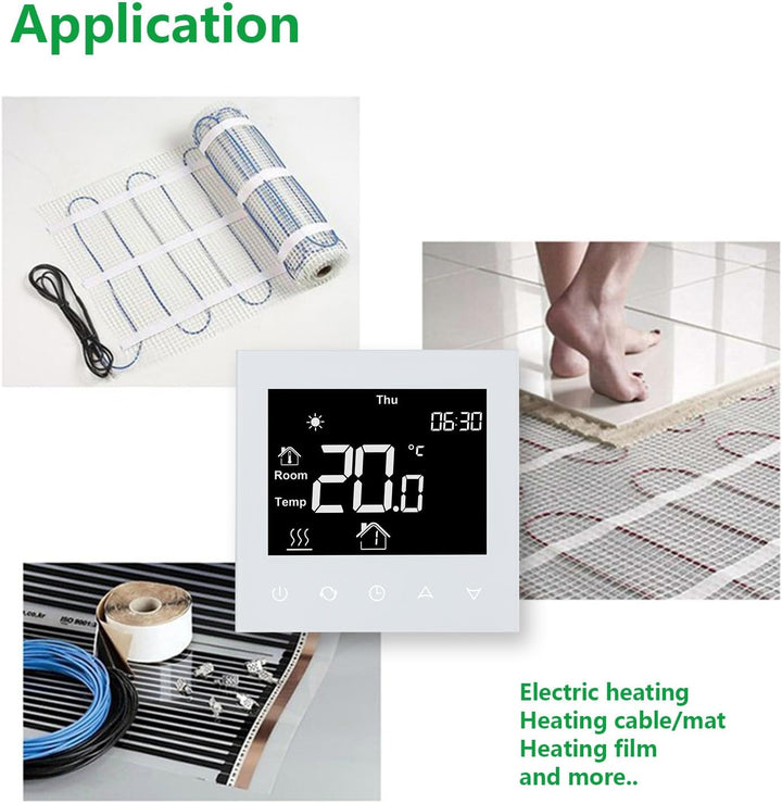 Wengart Digital Thermostat für Elektrische Fussbodenheizung Heizsysteme WG505,Unterputz Programmierb