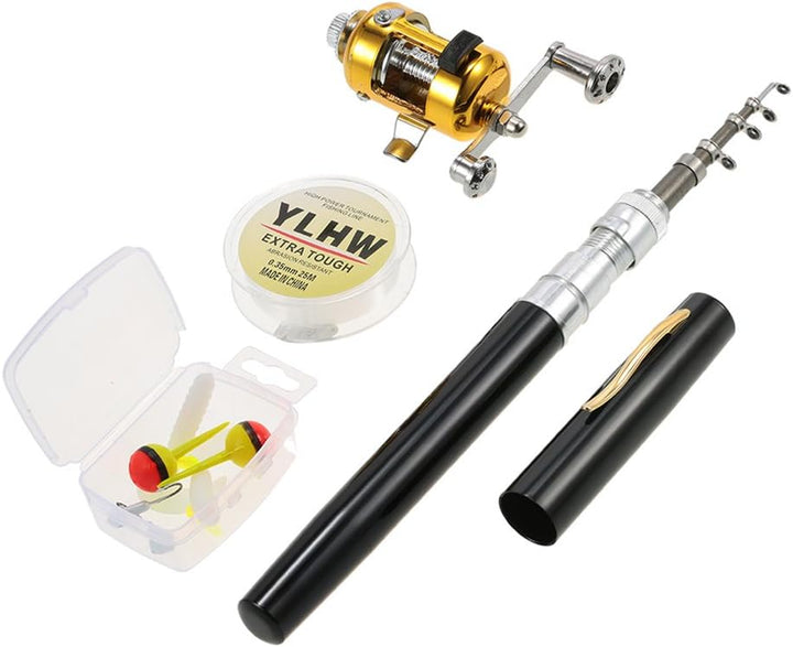 Lixada Mini Angel Reel Combo Kit, Pen Angelrute + Fishing Wheel + Angelschnur + Weiche Köder + Hooks