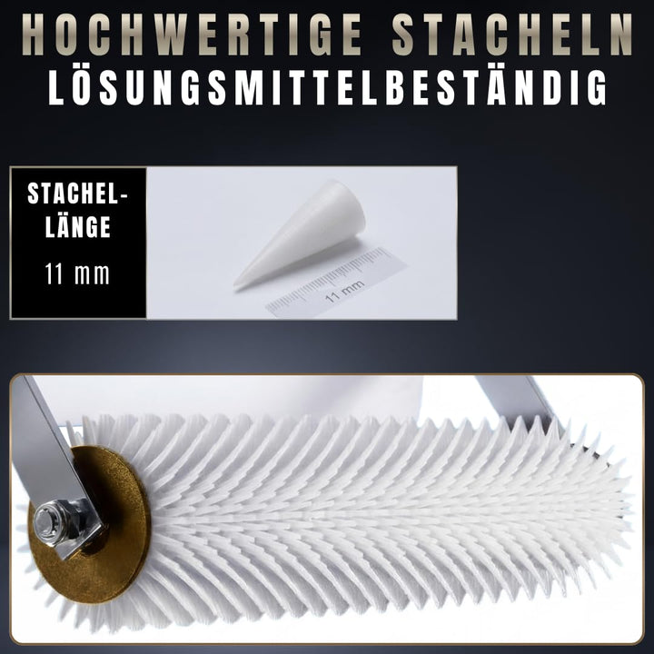 Pangolino - Entlüftungsroller - 50 cm mit Spritzschutz - Stachellänge: 11 mm - Profi-Qualität - Stac