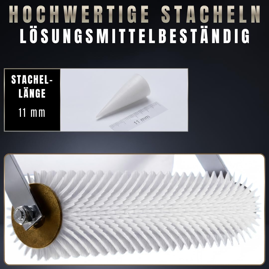 Pangolino - Entlüftungsroller - 25 cm mit Spritzschutz - Stachellänge: 11 mm - Profi-Qualität - Stac