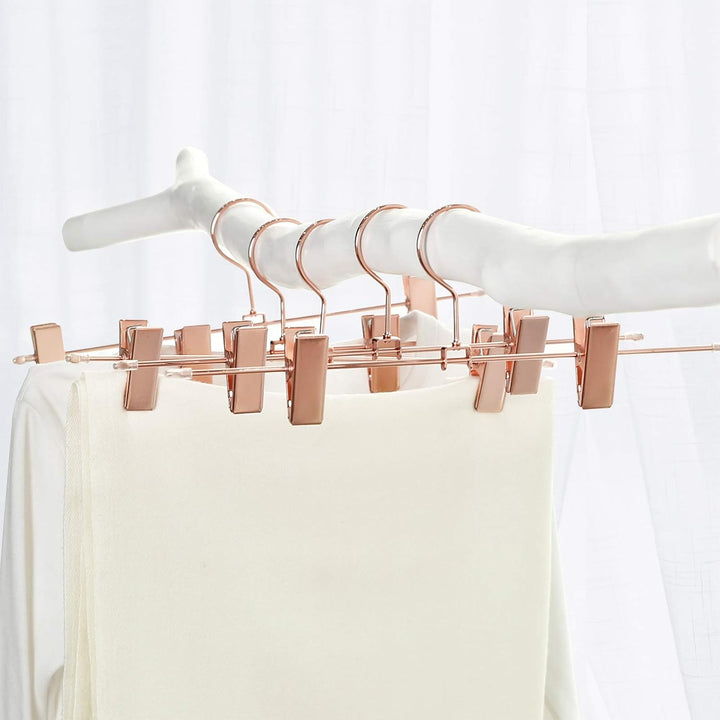 SONGMICS Hosenbügel aus Metall, 10 Stück, Kleiderbügel, 31 cm, mit 2 rutschfesten Clips, für Röcke,