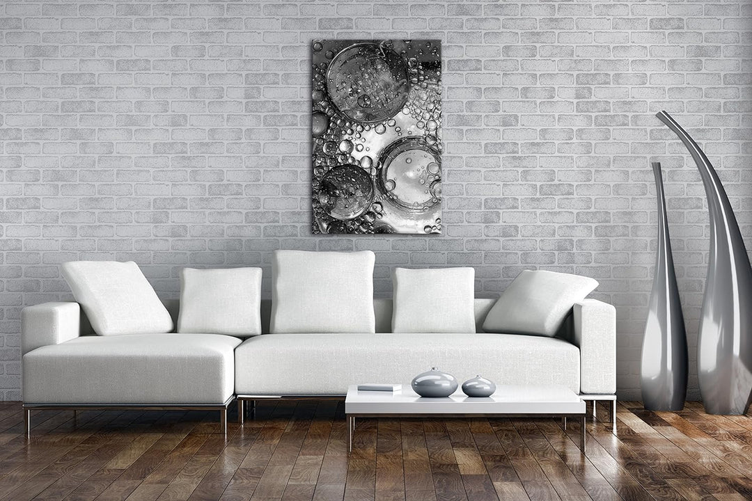 deyoli fantastische grüne Wasserblasen Effekt: Schwarz/Weiss im Format: 80x60 als Leinwandbild, Moti