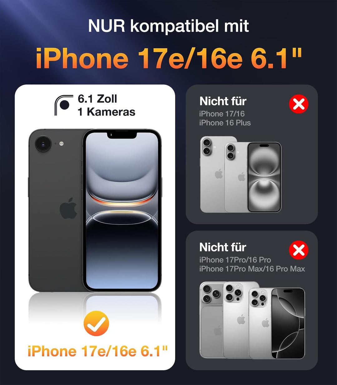 Diaclara für iPhone 17e Hülle & iPhone 16e Hülle mit MagSafe, Militärschutz 360 Grad Vollschutz mit