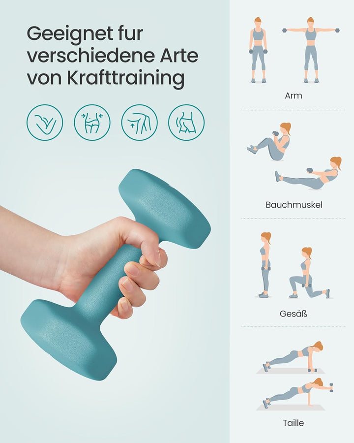 SONGMICS Hantel-Set, 3 Paar, 2 x 1 kg, 2 x 2 kg, 2 x 3 kg, Aufbewahrung, Fitnessstudio, Krafttrainin