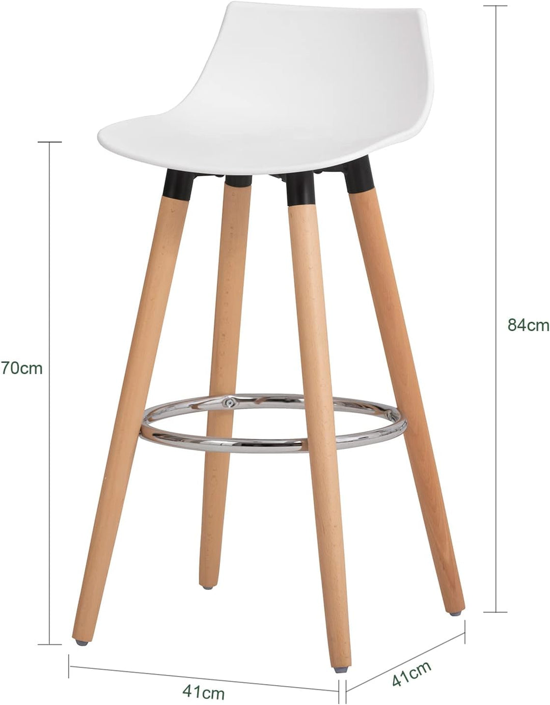 SoBuy FST86-W Barhocker mit Fussstütze Barstuhl Tresenhocker Barstuhl mit Rücklehne weiss Beine aus
