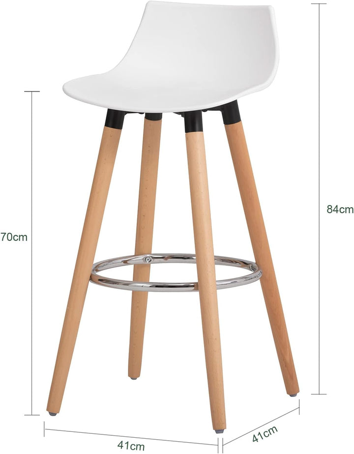 SoBuy FST86-W Barhocker mit Fussstütze Barstuhl Tresenhocker Barstuhl mit Rücklehne weiss Beine aus