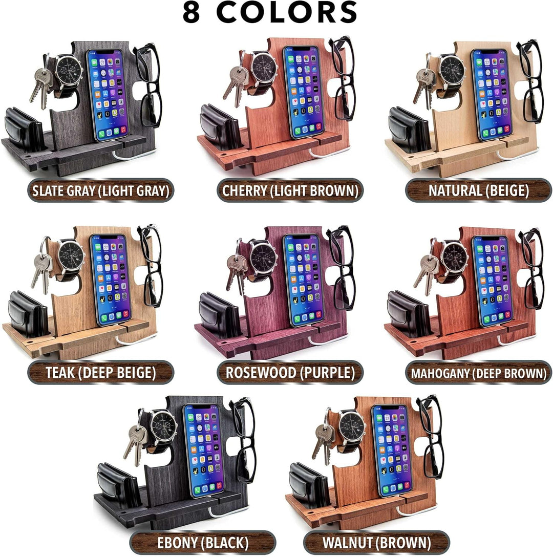Dockingstation aus Holz, Idee für Männer, Smartphone-Ständer - Nachttischhalter für Ihn, Desk Organi