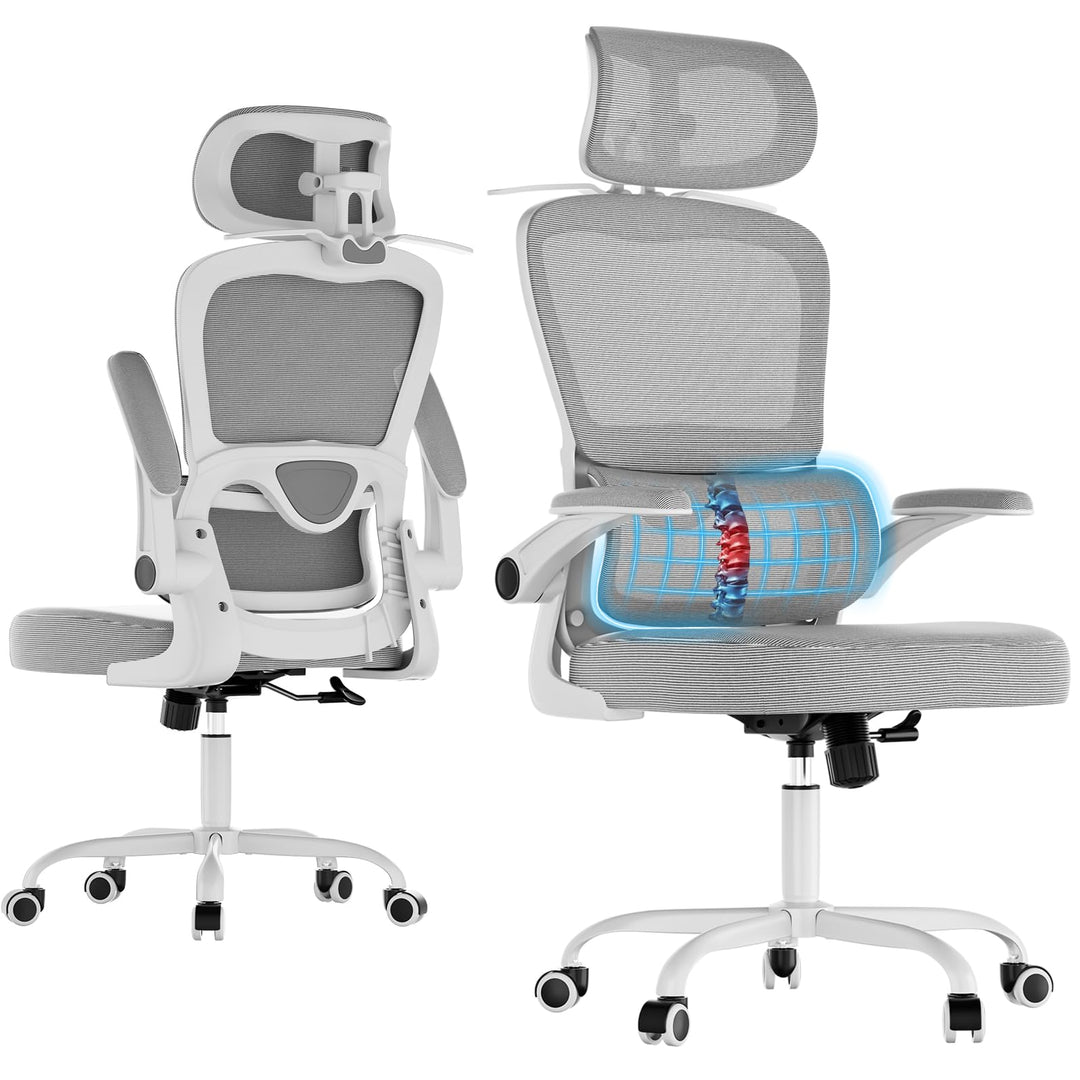 Farini Schreibtischstuhl mit Kleiderständer Bürostuhl Ergonomisch mit Verstellbarer Kopfstütze, Offi