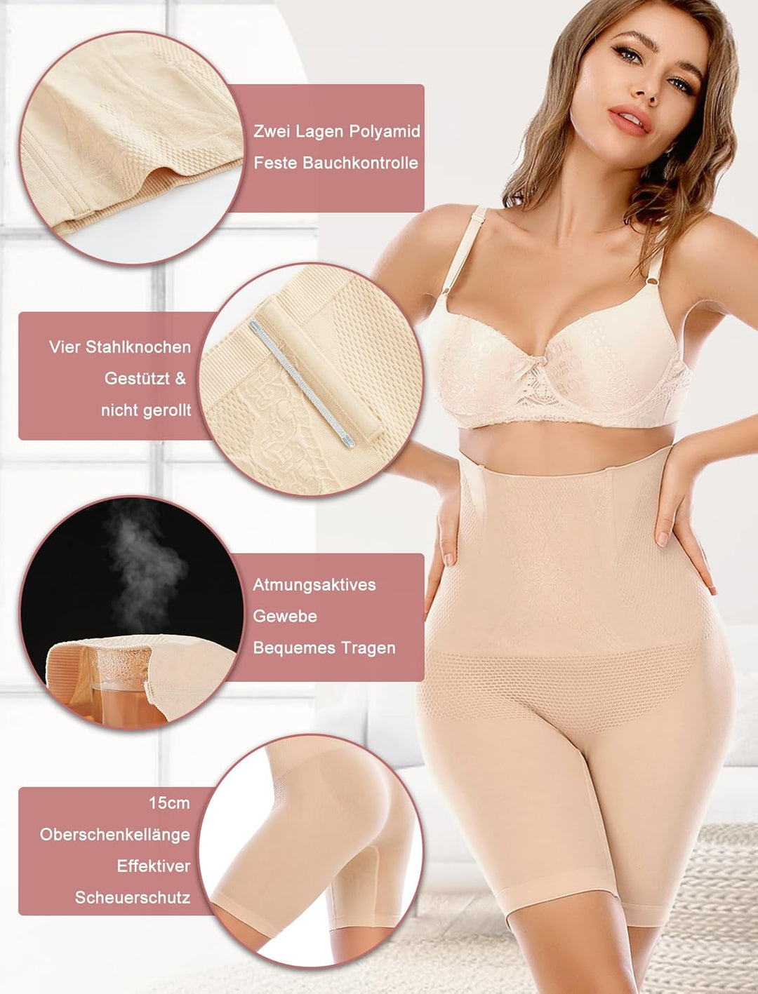 SURE YOU LIKE Damen Figurenformend Miederpant Miederhose Mit Bein Shapewear Hohe Taille Body Shaper