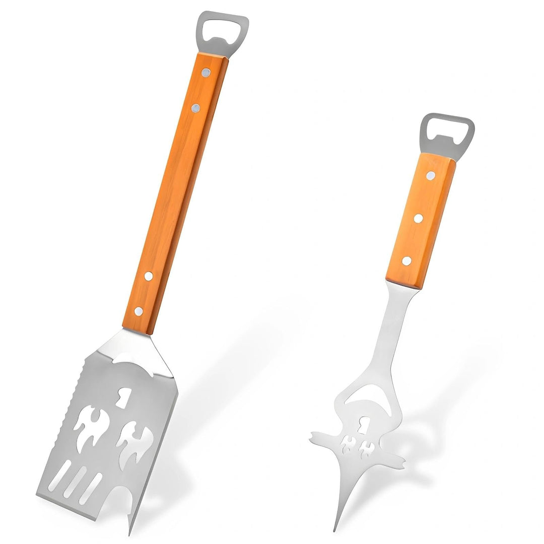 Grillbesteck Set, 5-in-1 Grillspatel, Edelstahl Grillbesteck, Grillspachtel Multitool, mit Multifunk