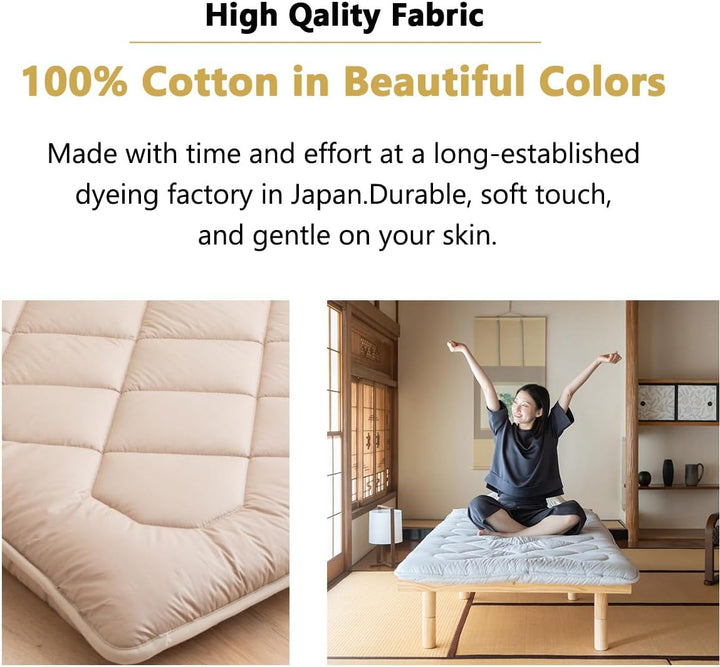 EMOOR Japanische Futon Matratze Anti-Absacken 90 x 200 cm Hergestellt in Japan Baumwolle Chip-Schaum