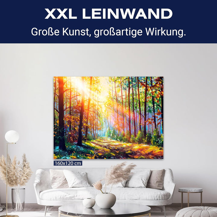 wandmotiv24 Leinwandbild Malerei, 80x60cm, Querformat, Gemälde, Wald, Deko, Bilder auf Leinwand, Wan