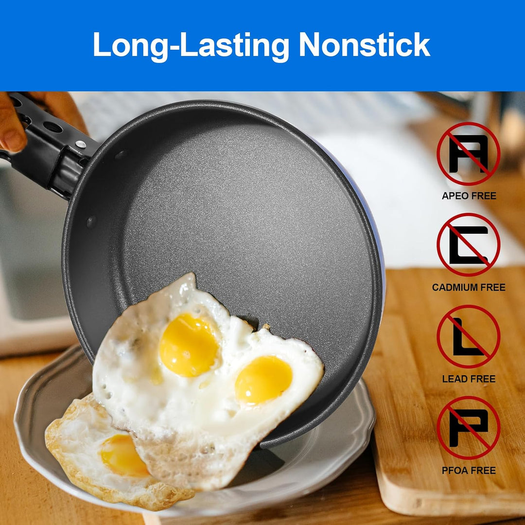 Odoland 5pcs Camping Geschirr Set, Antihaft-Leichtgewicht Topf Pfanne Kettle Set mit einem abnehmbar