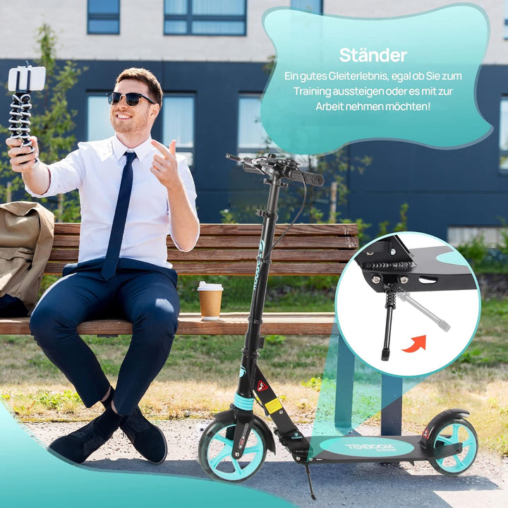 TENBOOM Roller Kinder 10 Jahre, Aluminium Tretroller klappbar Cityroller Höhenverstellbar, Roller Ki
