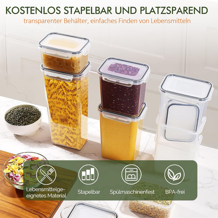 Theo&amp;Cleo Vorratsdosen Mit Deckel Luftdicht (4 Grössen), 24er Set Organizer Box, BPA-frei Aufbewahru