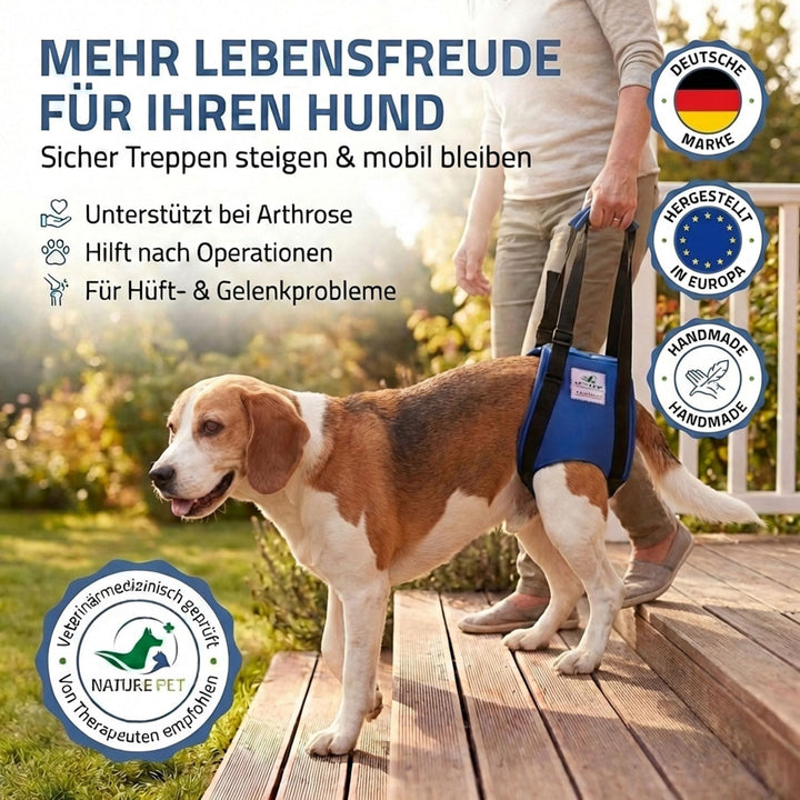 Tragehilfe Hund hinten - Ideal für ältere, kranke oder operierte Hunde - Diese Treppenhilfe für Hund