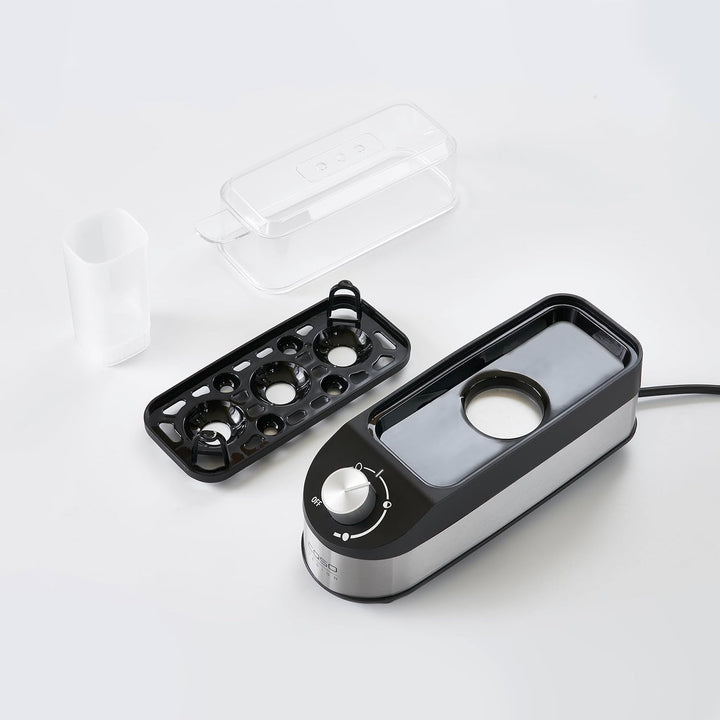 CASO E3 Eierkocher, stufenloser Drehregler für den gewünschten Härtegrad von weich bis hart, Zeit-,