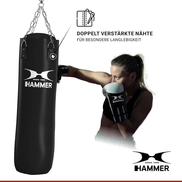 HAMMER BOXING Boxsack Premium Black Kick - Ideal für Box- und Kickbox-Training 100 cm Schwarz, 100 c