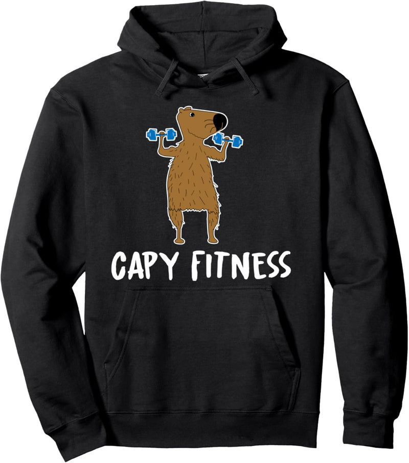 Capy Fitness - Unique Capybara Bodybuilder Rodent Gift Pullover Hoodie