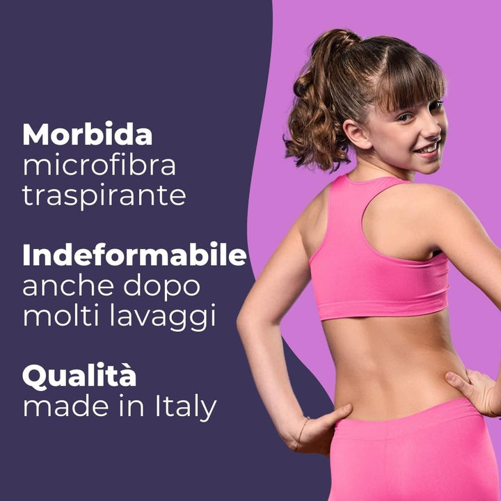 FOCENZA Top für Mädchen aus Mikrofaser, elastisch und bequem, ideal für Gymnastik und Sport, Multipa