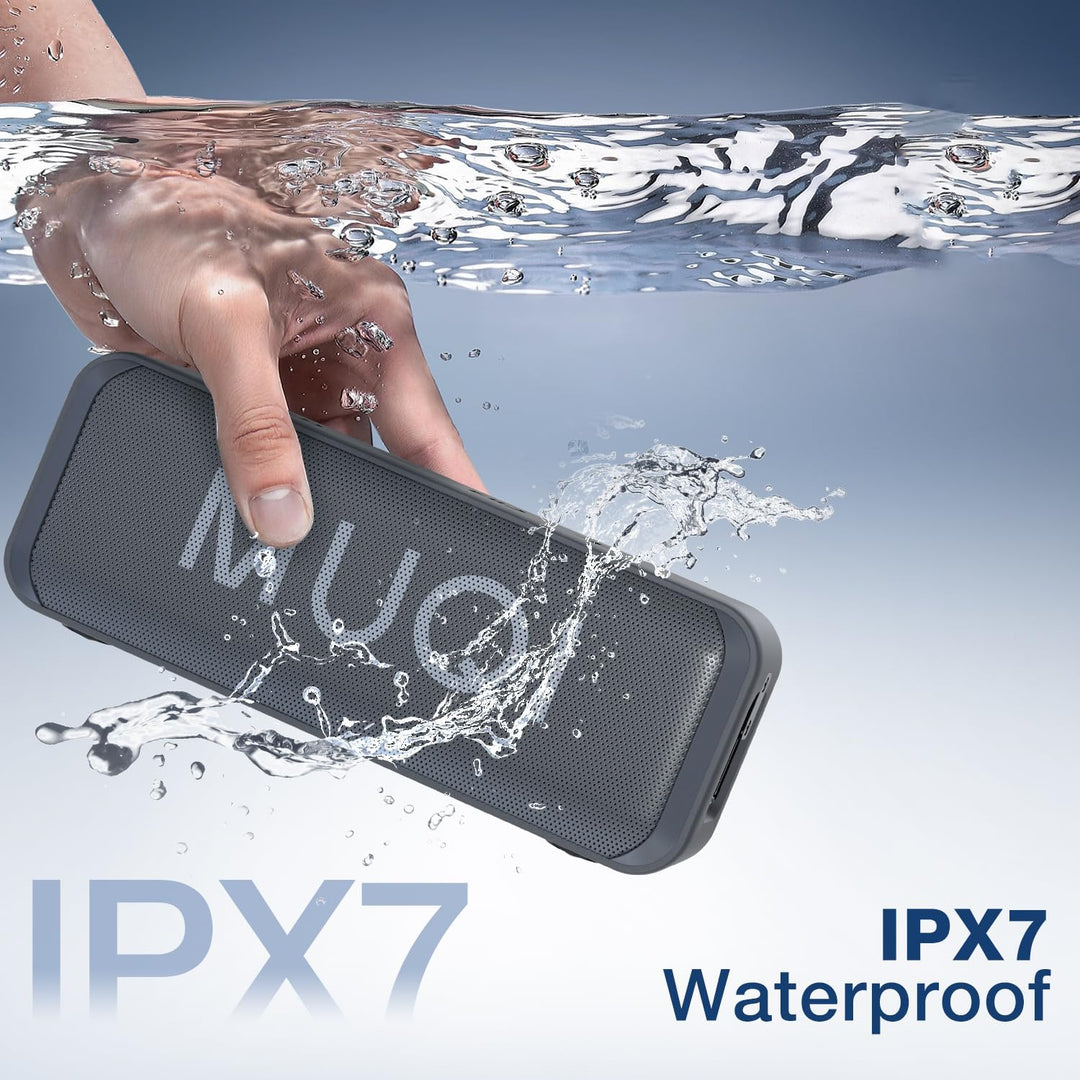 MUQI Bluetooth Lautsprecher, Musikbox mit IPX7 Wasserdicht,kabelloser Boxen 10W Stereo Sound intensi