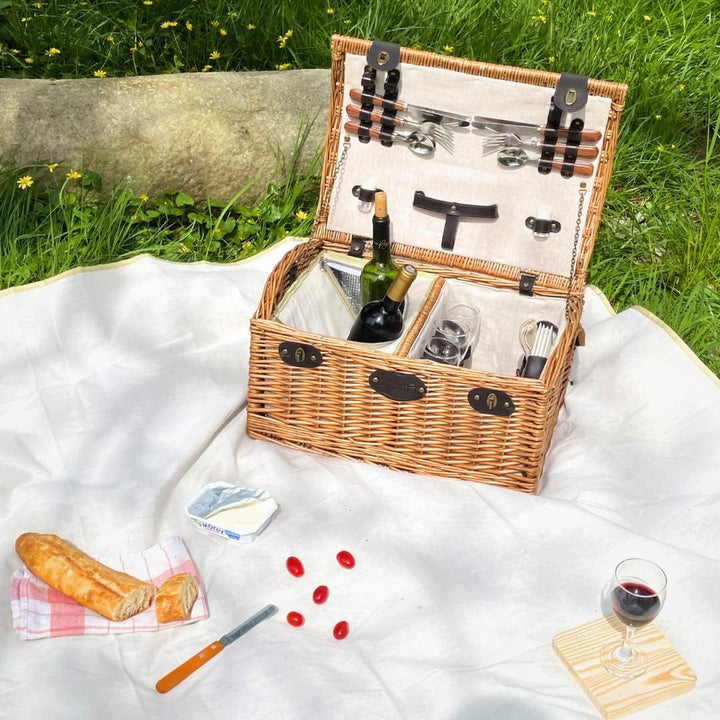 Les Jardins de la Comtesse - Picknickkorb Gisors aus honigfarbener Weide - Komplett Ausgestattet/4 P