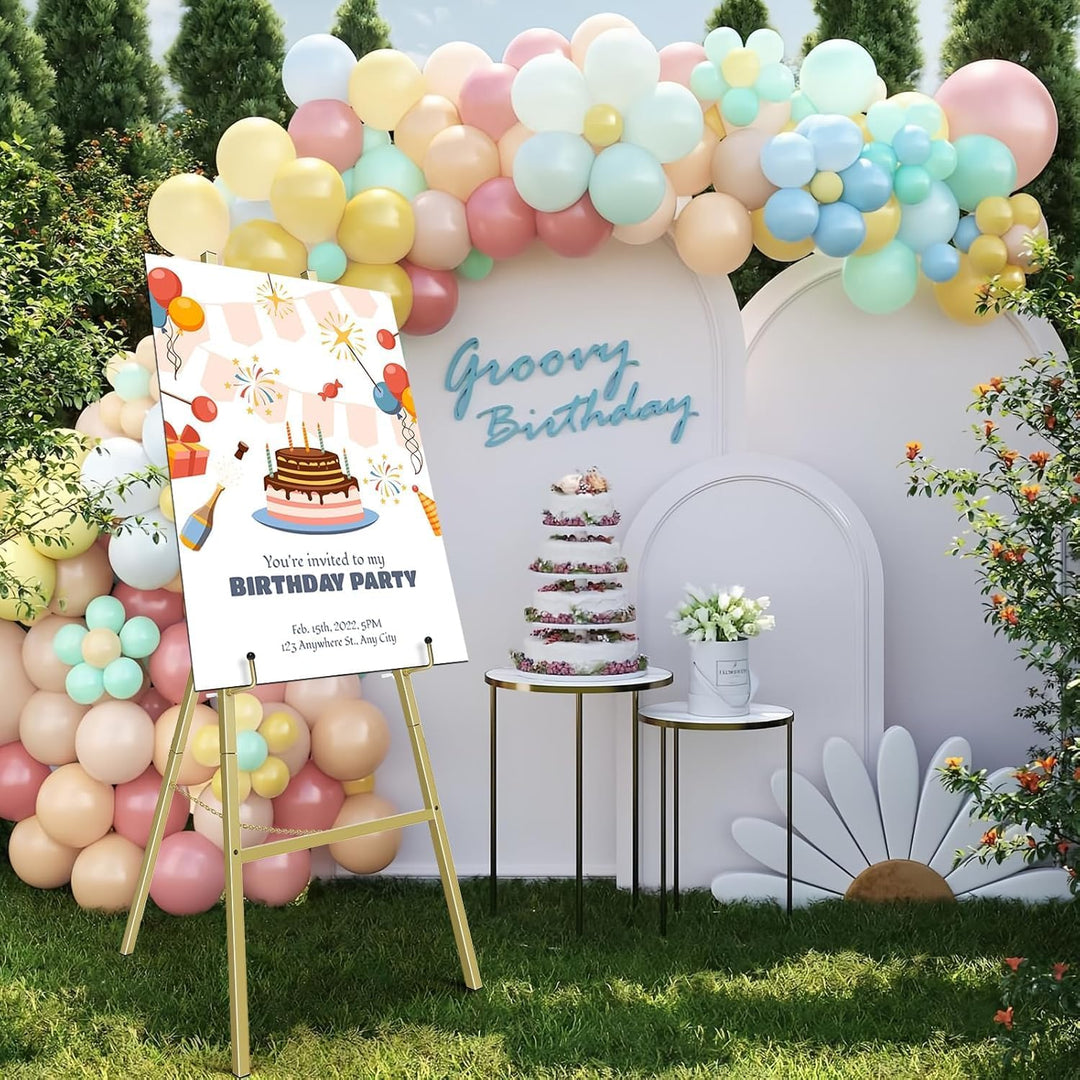 Goldfarbener Staffeleiständer für Schilder, Robuster Metall-Präsentationsständer mit verstellbarer K