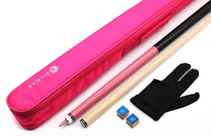 Billard Queue Set Komplettset OSC Pink, 147cm Queue mit Köcher, Handschuh und Kreide