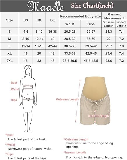 Maacie Umstandsshorts Umstandshose Mit Bauchband Für Sommer XXL Dunkelblau, XXL Dunkelblau