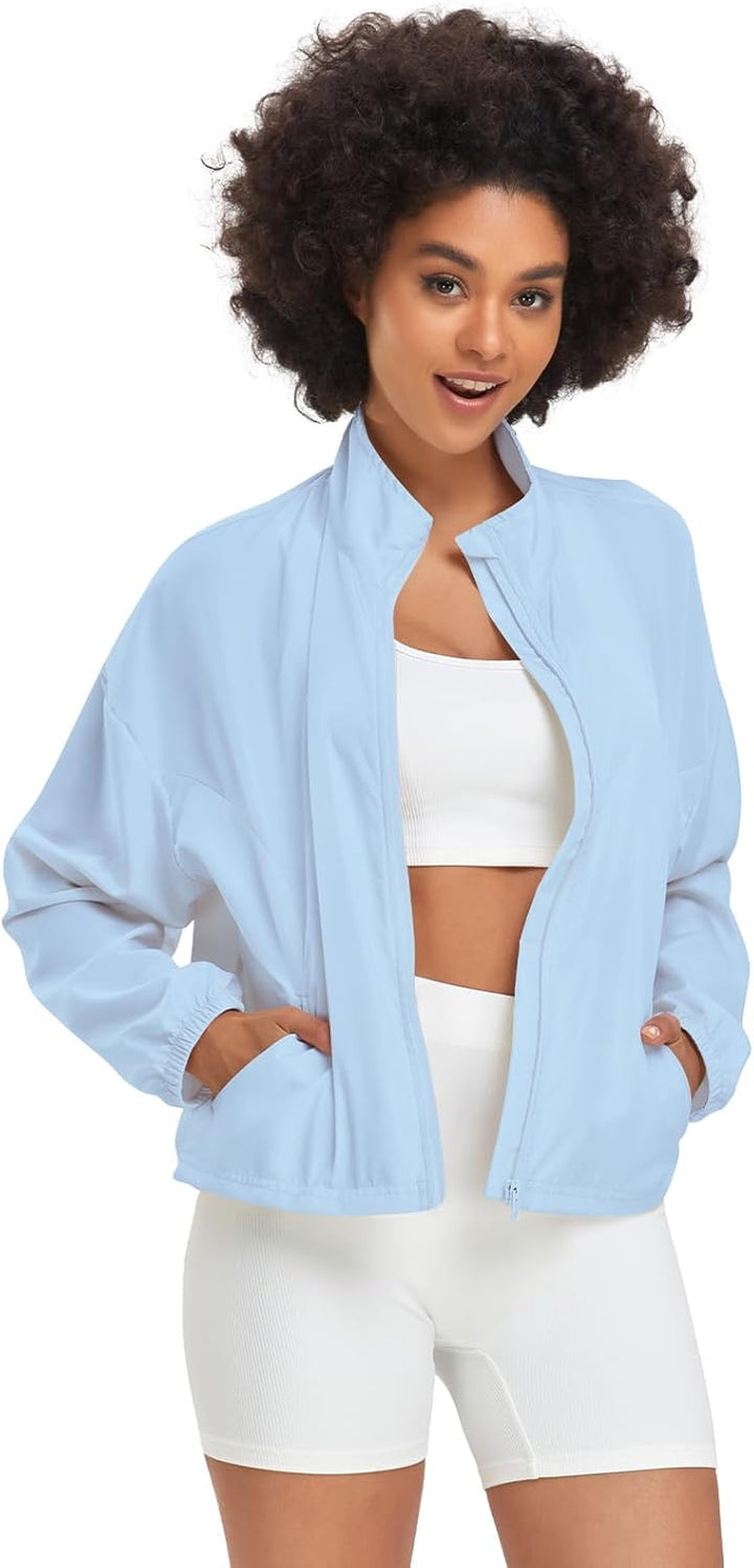 VUTRU Frauen UPF Sonnenschutzjacke Leichtes Workout Laufstreckenjacke Loose Fit Yoga Sportbekleidung