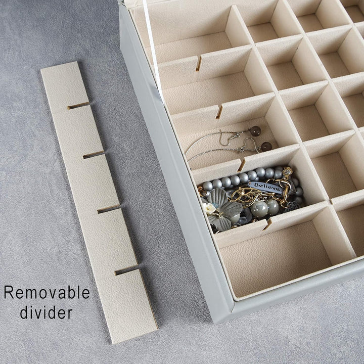 Frebeauty Ohrring-Organizer, klassische Schmuckschatulle, 50 Fächer, doppellagig, Schmuck-Aufbewahru