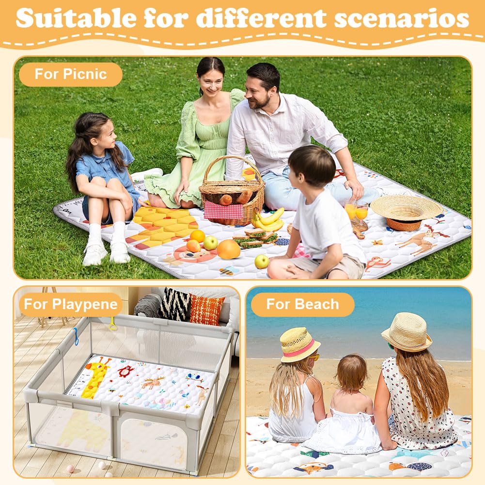 Aolso Baby Spielmatte, 127x127 cm Baby Krabbelmatte, Baby Faltbare Spielmatte, Krabbeldecke für Baby