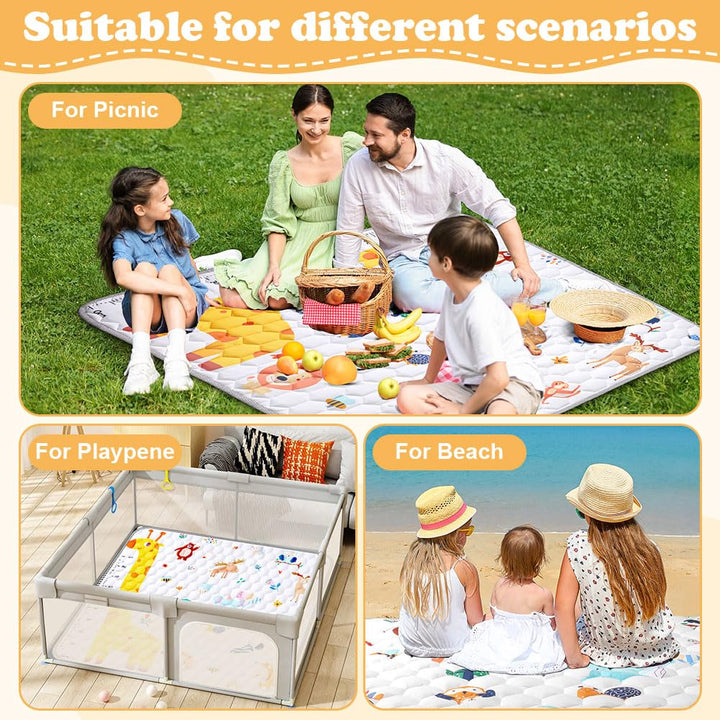 Aolso Baby Spielmatte, 127x127 cm Baby Krabbelmatte, Baby Faltbare Spielmatte, Krabbeldecke für Baby