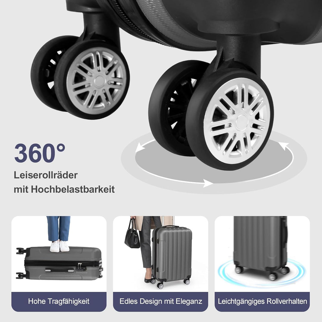 LALAHO Kofferset 5 teilig mit Kosmetikkoffer, Hartschalen Koffer Set aus ABS, Reisekoffer Set, Gepäc