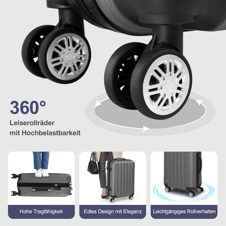 LALAHO Kofferset 5 teilig mit Kosmetikkoffer, Hartschalen Koffer Set aus ABS, Reisekoffer Set, Gepäc