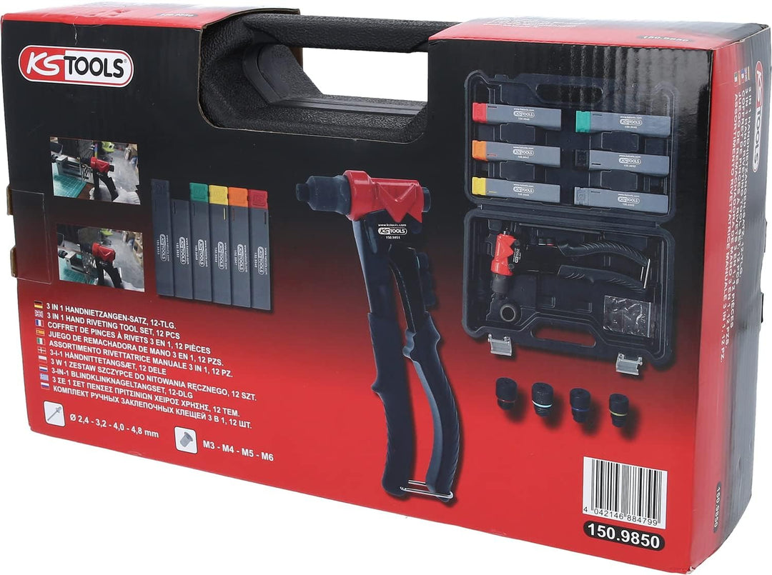 KS Tools 150.9850 3 in 1 Handnietzangen-Satz, 12-tlg.