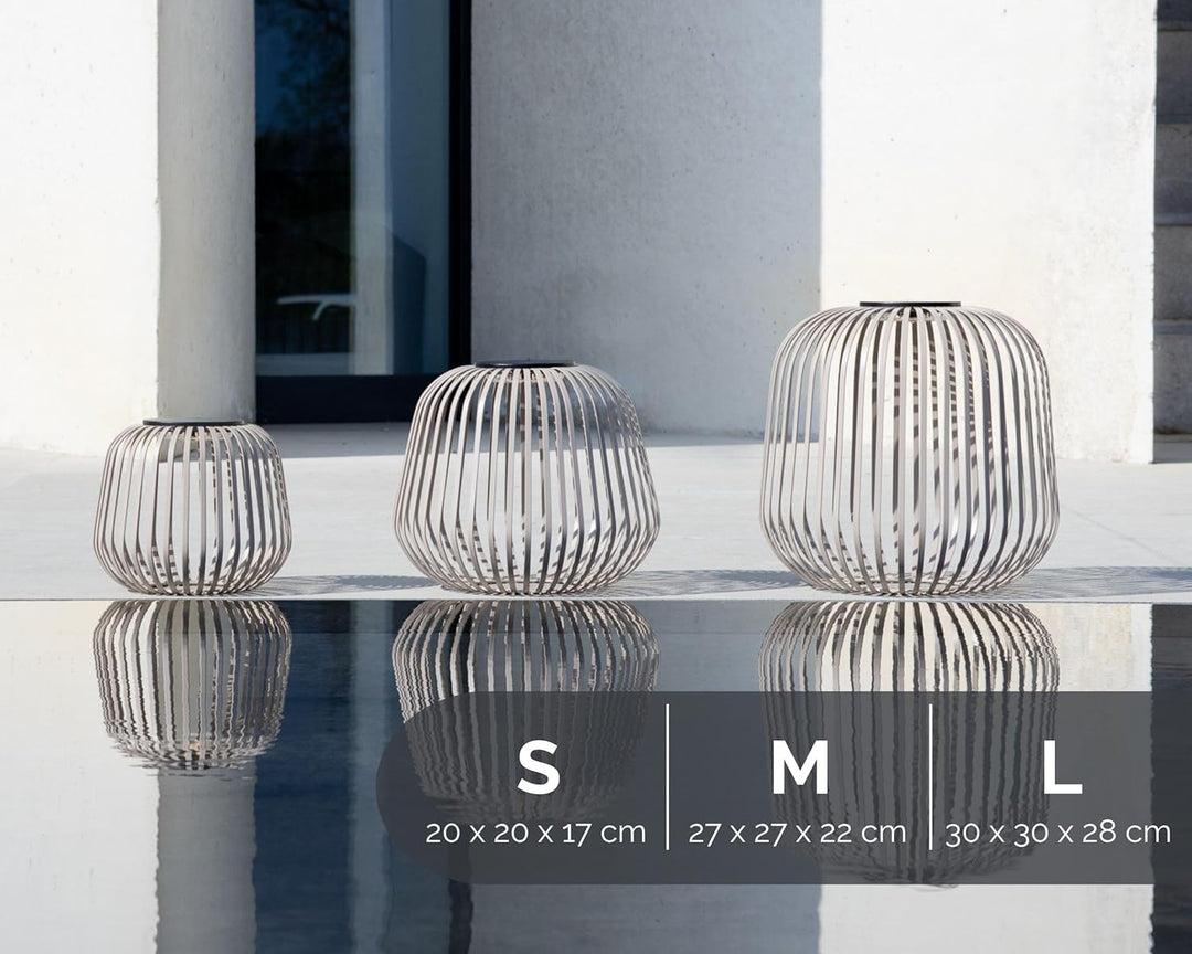 LUUK Studio Kabellose Tischlampe aufladbar via Solar & USB-C, modernes Boho Design, dimmbar & Windli