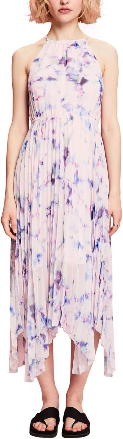 Esprit Collection Midikleid aus Chiffon mit Plisseefalten 42 697/Pastel Pink 3, 42 697/Pastel Pink 3