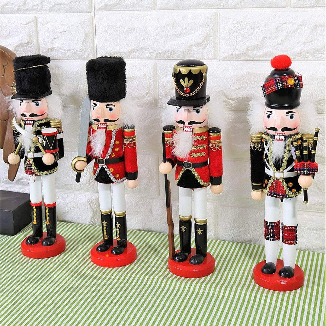 KAHEIGN 2Pcs Nussknacker Figuren Holz Nussknacker Soldaten, 30cm Traditionelle Weihnachten Nussknack