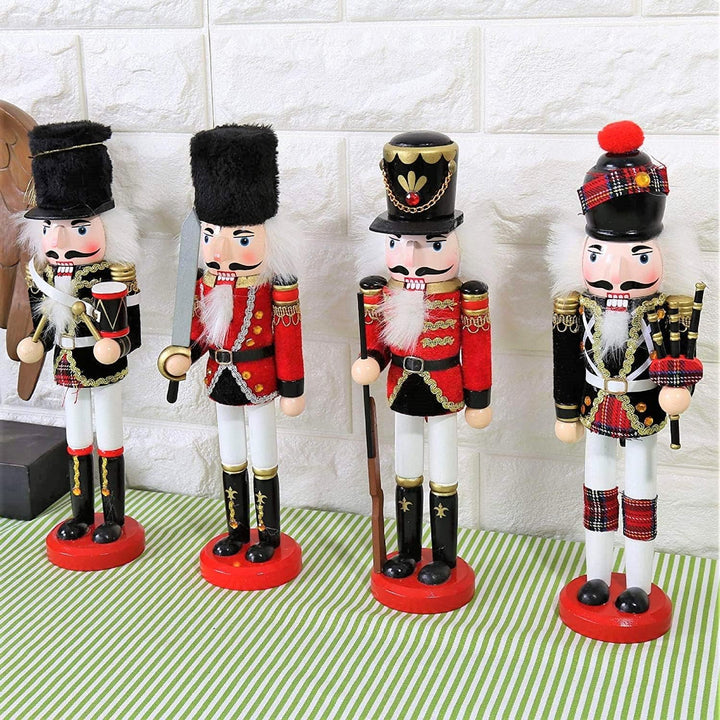 KAHEIGN 2Pcs Nussknacker Figuren Holz Nussknacker Soldaten, 30cm Traditionelle Weihnachten Nussknack