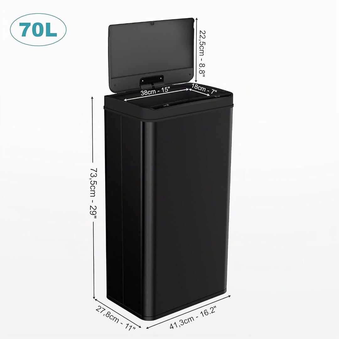 Ribelli Edelstahl Mülleimer 70 Liter - Abfalleimer mit Sensor - Automatisches Öffnen und Schliessen