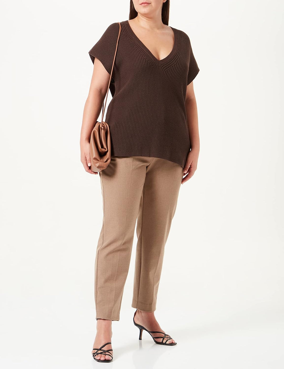 SAMOON Damen 172004-25303 Pullunder, Dark Chocolate, 44