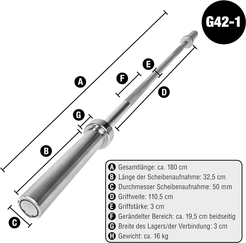 C.P. Sports Hantelstangen Olympia, SZ-Stangen, Trizepsbomber | für Scheiben mit 50mm Bohrung | Volls