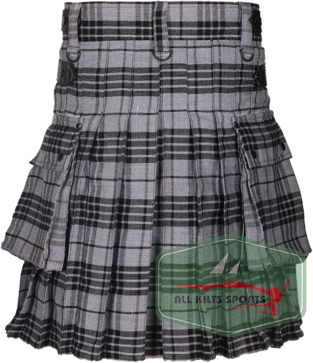 Utility-Kilt für Herren aus Acrylwolle mit Lederriemen Light Grey Watch 44, Light Grey Watch 44