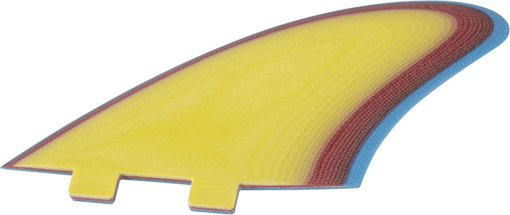 Liquida Sizzla Twin Keel Fins, FCS I System, FK Glass, Gelb, Rot, Blau, Gelb, Rot, Blau